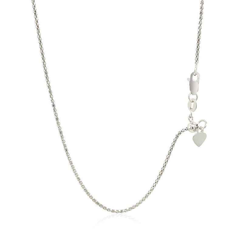 Bids.com 14k White Gold Adjustable Popcorn Chain 1.3mm Necklaces White Smoke 22 / White Gold,One / White Gold