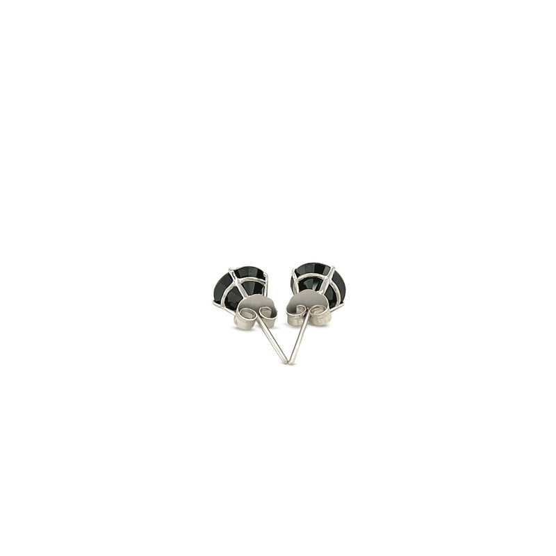 Bids.com 14k White Gold Stud Earrings with Black Faceted Cubic Zirconia(6mm) Earrings White Smoke White Gold