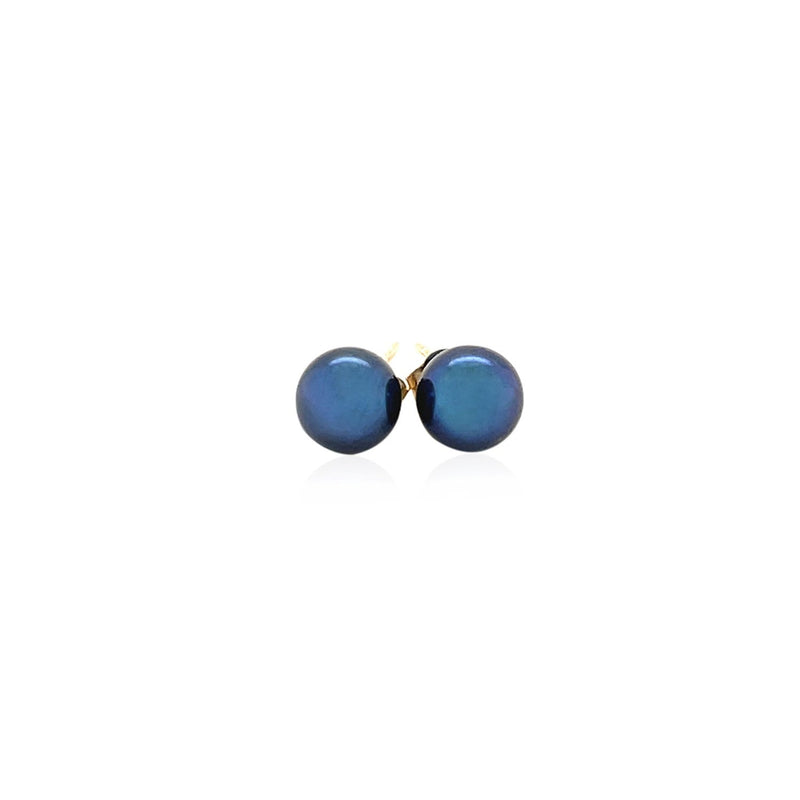 Bids.com 14k Yellow Gold Cultured Black Pearl Stud Earrings (6.0 mm) Earrings White Smoke Yellow Gold