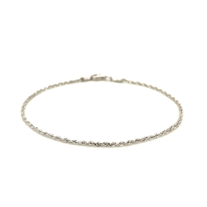 Bids.com 14k White Gold Solid Diamond Cut Rope Bracelet 1.5mm Bracelets White Smoke 7 / White Gold
