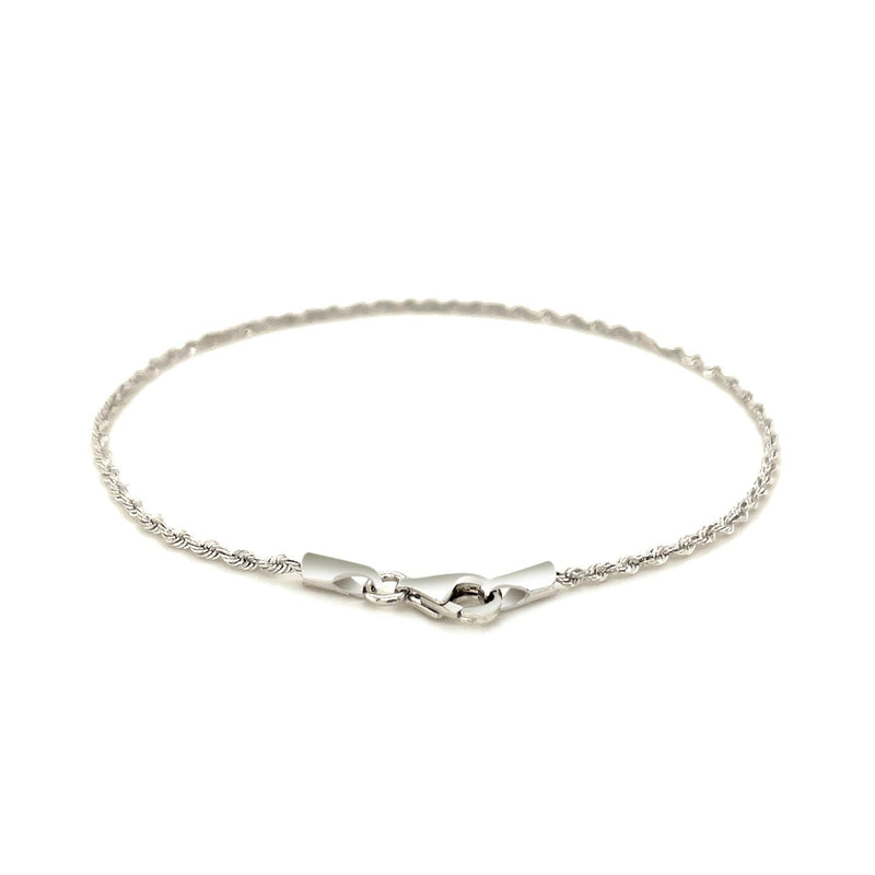 Bids.com 14k White Gold Solid Diamond Cut Rope Bracelet 1.5mm Bracelets White Smoke 7 / White Gold