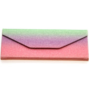 zeroUV Fabulous 6.5" Glitter Rainbow Tri Fold Portable Sunglasses Case D198 Accessories Light Salmon Green Purple Pink