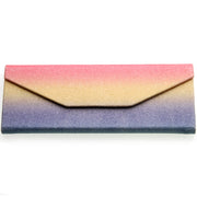 zeroUV Fabulous 6.5" Glitter Rainbow Tri Fold Portable Sunglasses Case D198 Accessories Light Pink Pink Yellow Blue