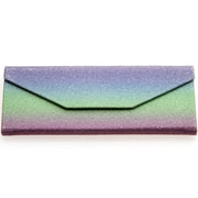 zeroUV Fabulous 6.5" Glitter Rainbow Tri Fold Portable Sunglasses Case D198 Accessories White Smoke Blue Green Purple