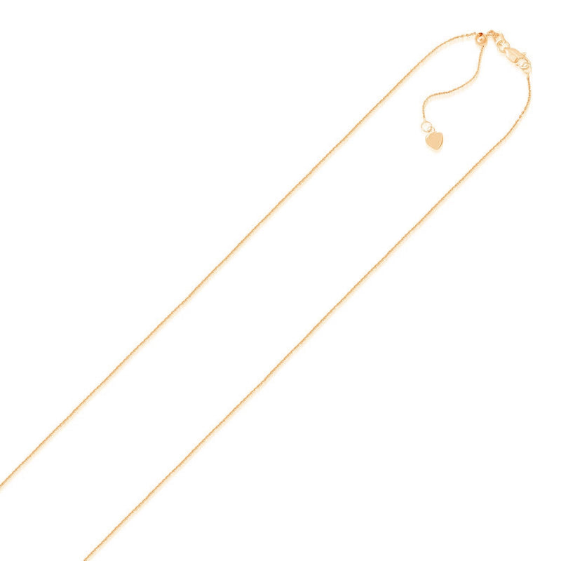 Bids.com 14k Rose Gold Adjustable Cable Chain 0.9mm Necklaces White Smoke 22 / Rose Gold,One / Rose Gold