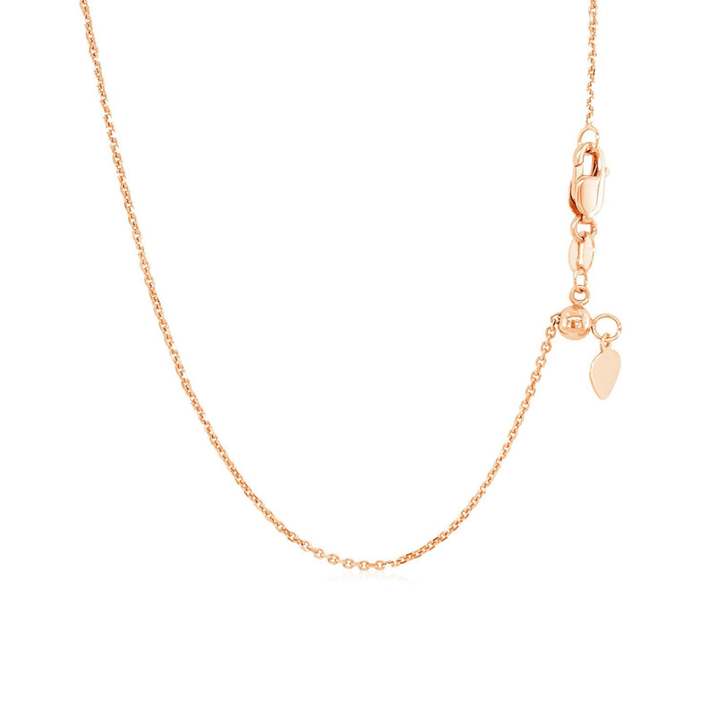 Bids.com 14k Rose Gold Adjustable Cable Chain 0.9mm Necklaces White Smoke 22 / Rose Gold,One / Rose Gold