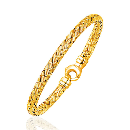 Bids.com Fancy Weave Bangle in 14k Yellow Gold (5.0mm) Bracelets White Smoke 7.25 / Yellow Gold