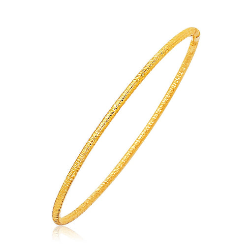 Bids.com 14k Yellow Gold Thin Textured Stackable Bangle Bracelets White Smoke 8 / Yellow Gold