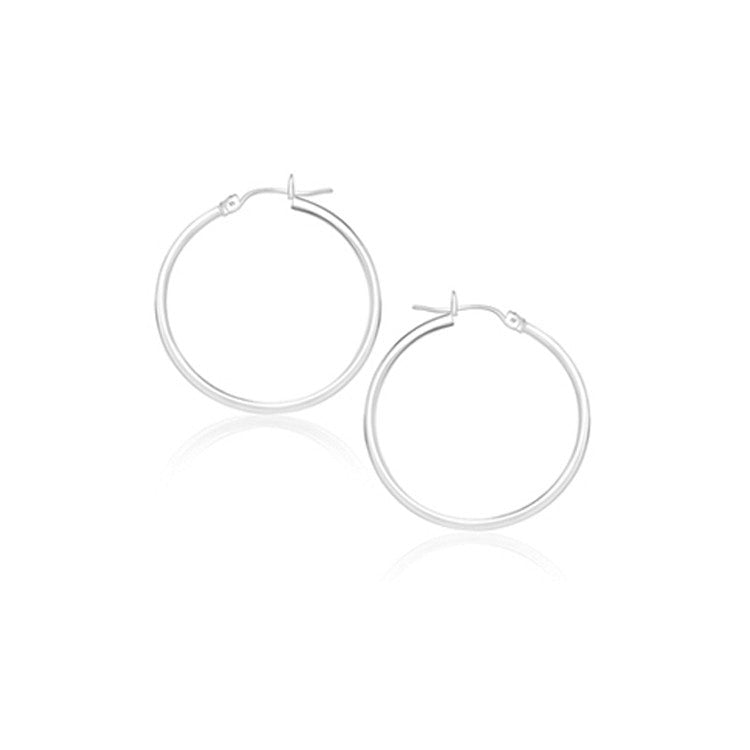 Bids.com 14k White Gold Polished Hoop Earrings (20 mm) Earrings White Smoke White Gold