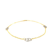Bids.com 14k Two Tone Gold Entwined Heart Stationed Anklet Accessories White Smoke 10 / Two-Tone Gold