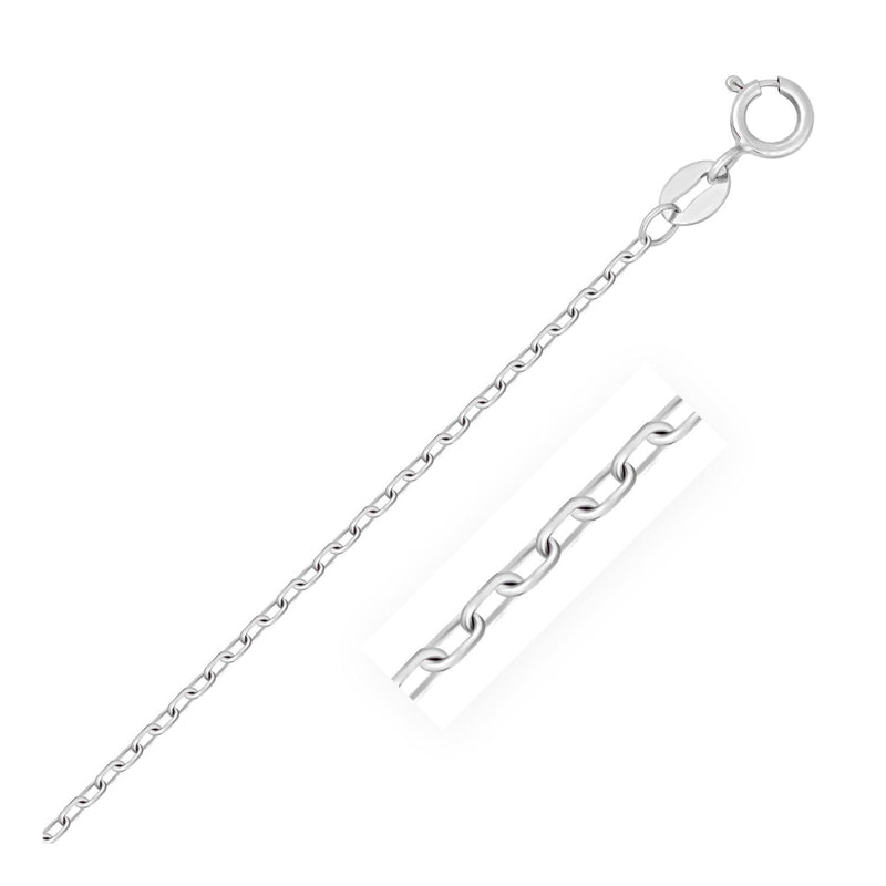 Bids.com 14k White Gold Faceted Cable Link Chain 1.3mm Necklaces White Smoke 16 / White Gold,18 / White Gold,20 / White Gold,One / White Gold