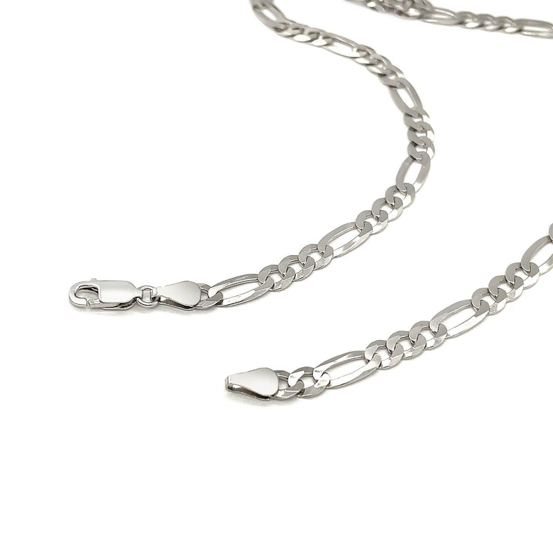 Bids.com Rhodium Plated 5.5mm Sterling Silver Figaro Style Chain Necklaces White Smoke 18 / Sterling Silver,20 / Sterling Silver,22 / Sterling Silver,24 / Sterling Silver,30 / Sterling Silver