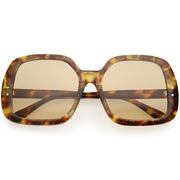 zeroUV Glam Retro Fabulous Fashion Oversized Square Sunglasses D205 Sunglasses White Smoke Tortoise / Light Brown