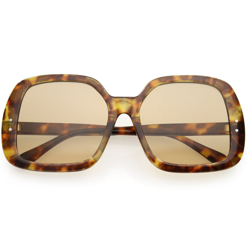 zeroUV Glam Retro Fabulous Fashion Oversized Square Sunglasses D205 Sunglasses White Smoke Tortoise / Light Brown