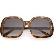 zeroUV Glam Retro Fabulous Fashion Oversized Square Sunglasses D205 Sunglasses White Smoke Tortoise / Smoke