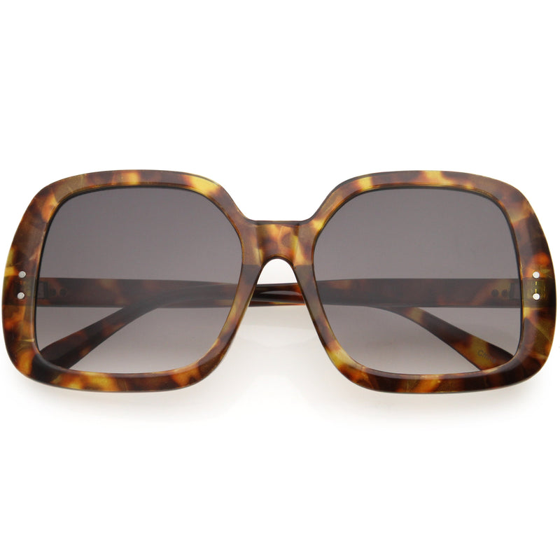 zeroUV Glam Retro Fabulous Fashion Oversized Square Sunglasses D205 Sunglasses White Smoke Tortoise / Smoke
