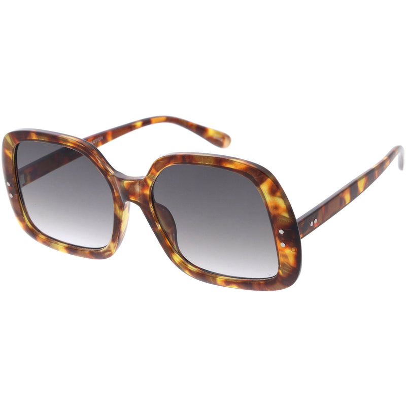 zeroUV Glam Retro Fabulous Fashion Oversized Square Sunglasses D205 Sunglasses White Smoke Tortoise / Light Brown,Tortoise / Smoke,Olive / Lavender,Clear-Tan / Green,Black / Lavender