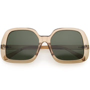 zeroUV Glam Retro Fabulous Fashion Oversized Square Sunglasses D205 Sunglasses Dim Gray Clear-Tan / Green