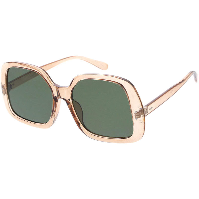 zeroUV Glam Retro Fabulous Fashion Oversized Square Sunglasses D205 Sunglasses White Smoke Tortoise / Light Brown,Tortoise / Smoke,Olive / Lavender,Clear-Tan / Green,Black / Lavender