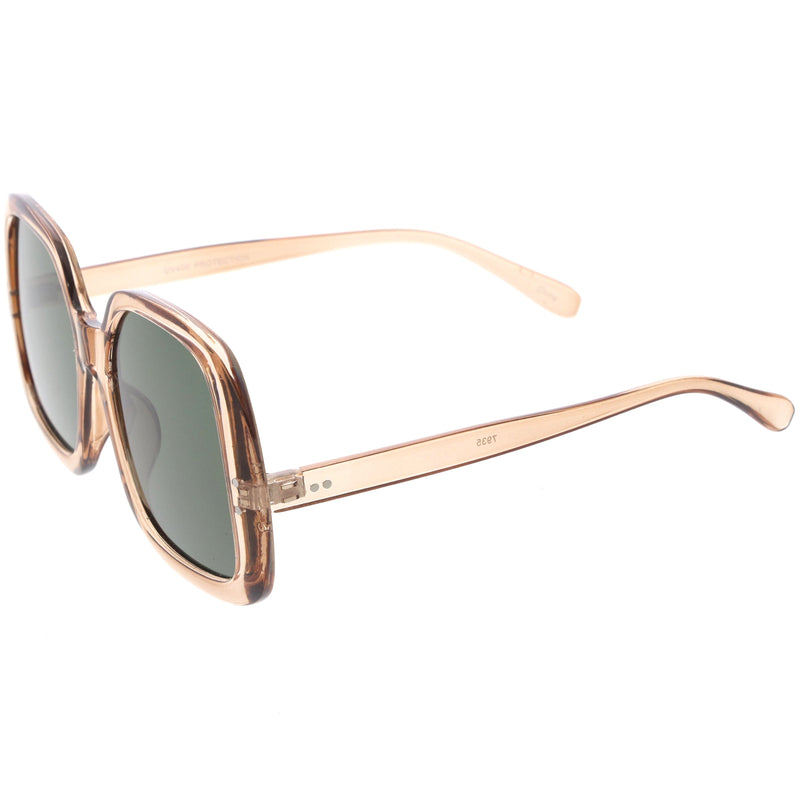 zeroUV Glam Retro Fabulous Fashion Oversized Square Sunglasses D205 Sunglasses White Smoke Tortoise / Light Brown,Tortoise / Smoke,Olive / Lavender,Clear-Tan / Green,Black / Lavender