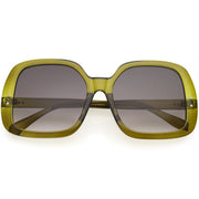 zeroUV Glam Retro Fabulous Fashion Oversized Square Sunglasses D205 Sunglasses White Smoke Olive / Lavender
