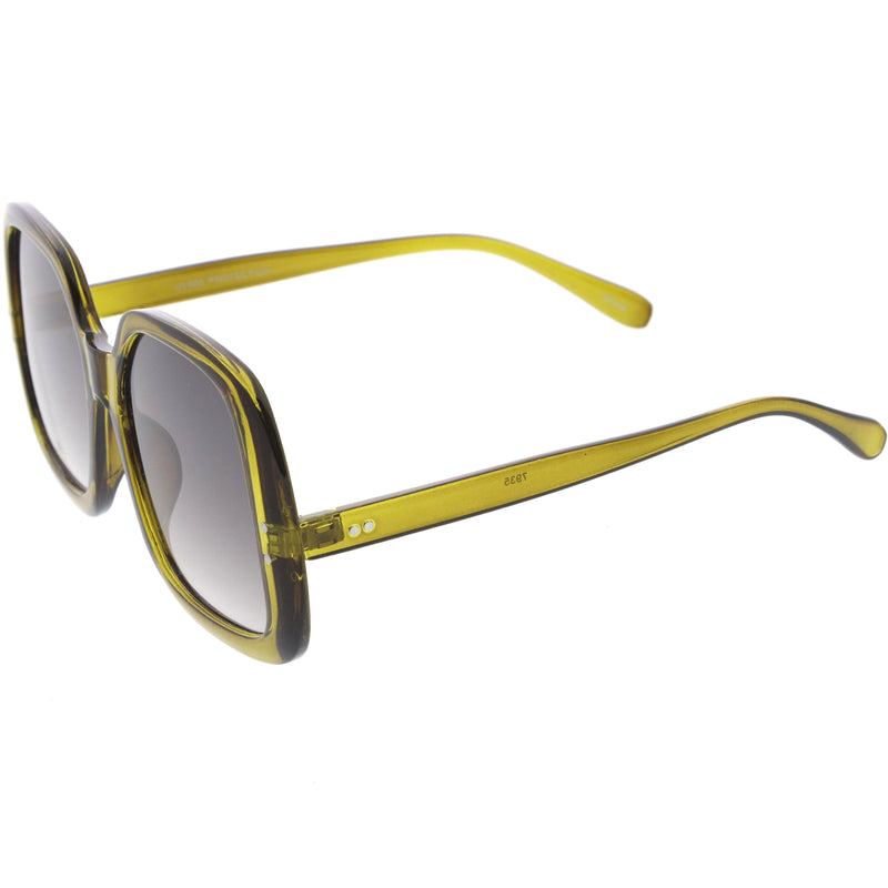 zeroUV Glam Retro Fabulous Fashion Oversized Square Sunglasses D205 Sunglasses White Smoke Tortoise / Light Brown,Tortoise / Smoke,Olive / Lavender,Clear-Tan / Green,Black / Lavender