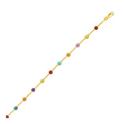 Bids.com 14k Yellow Gold Cable Anklet with Round Multi Tone Stations Accessories White Smoke 10 / Yellow Gold