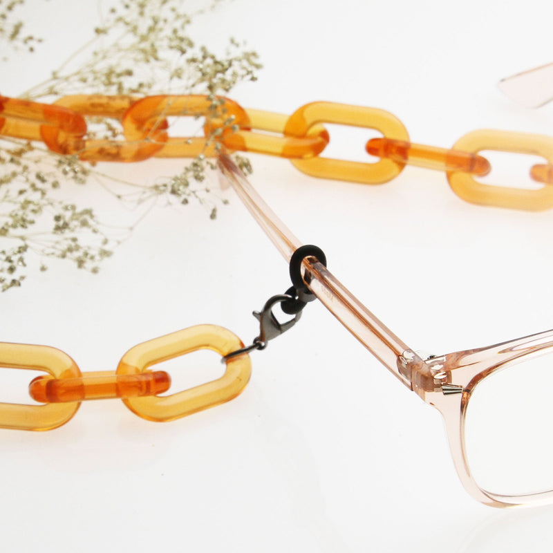 zeroUV Color Pop 30" Translucent Plastic Face Mask and Glasses Chain Sunglasses White Smoke Clear Orange,Clear Purple,Clear Teal,Clear Pink,Clear Red