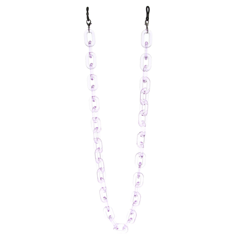 zeroUV Color Pop 30" Translucent Plastic Face Mask and Glasses Chain Sunglasses White Smoke Clear Purple