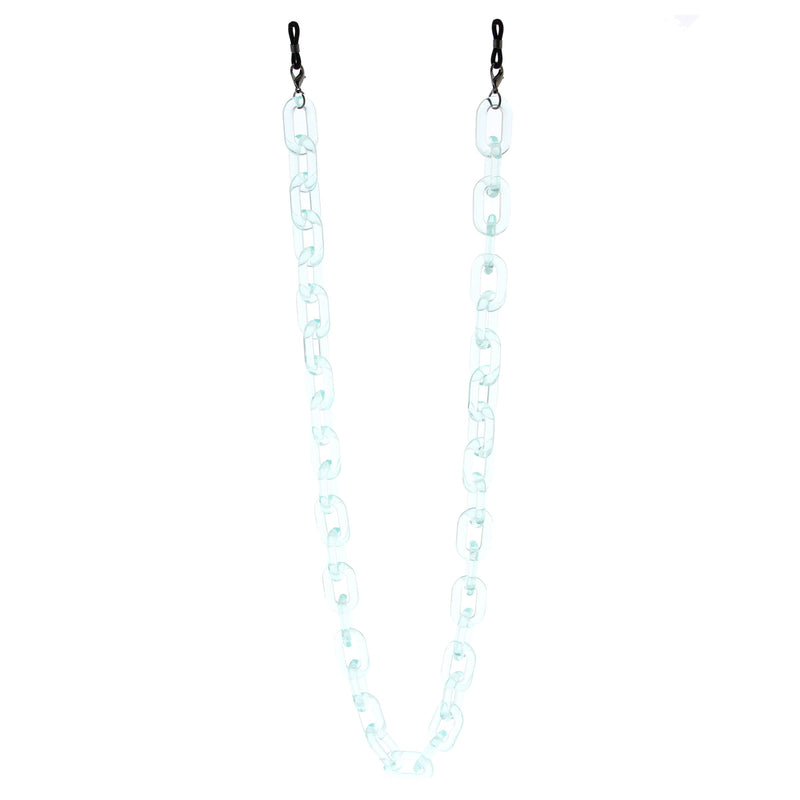 zeroUV Color Pop 30" Translucent Plastic Face Mask and Glasses Chain Sunglasses White Smoke Clear Teal