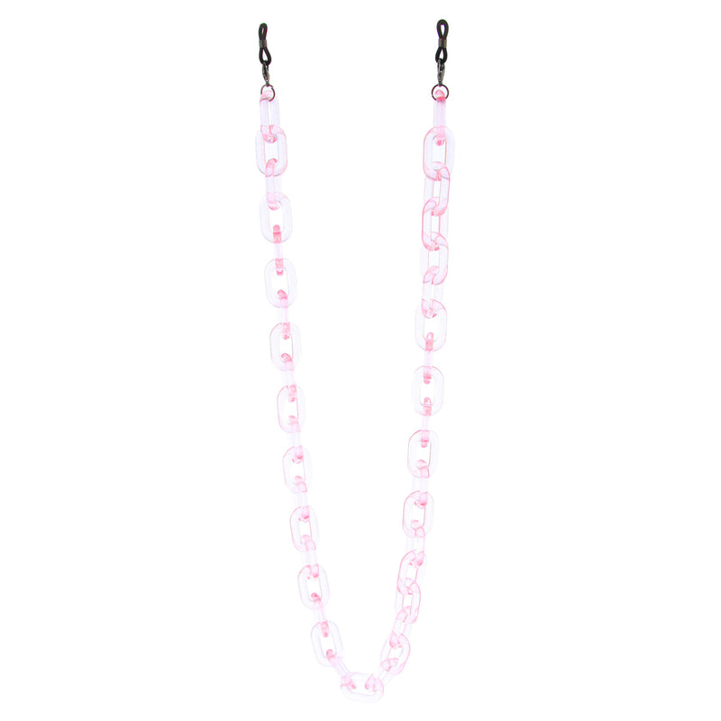 zeroUV Color Pop 30" Translucent Plastic Face Mask and Glasses Chain Sunglasses White Smoke Clear Pink