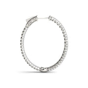 Bids.com 14k White Gold Diamond Hoop Double Sided Three Row Earrings (2 cttw) Earrings White Smoke White Gold