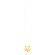 Bids.com 14k Yellow Gold Necklace with Polished Round Pendant with Diamond Necklaces White Smoke 18 / Yellow Gold