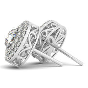 Bids.com 14k White Gold Double Halo Round Diamond Earrings (1 1/4 cttw) Earrings White Smoke White Gold