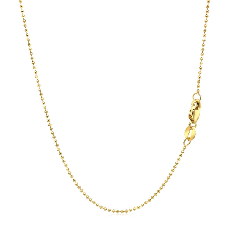 Bids.com 14k Yellow Gold Bead Chain 1.0mm Necklaces White Smoke 16 / Yellow Gold,18 / Yellow Gold,20 / Yellow Gold
