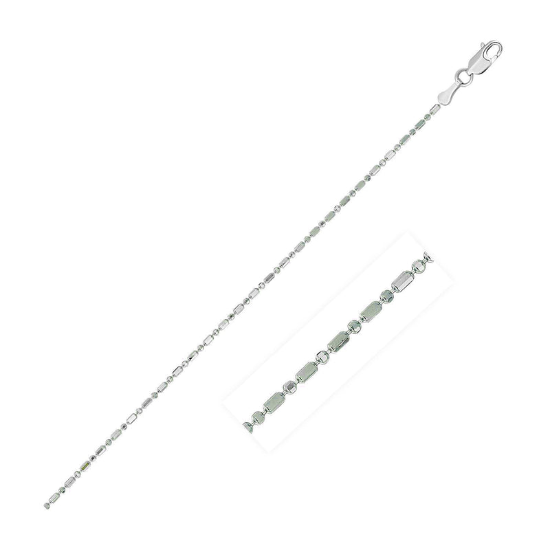 Bids.com 14k White Gold Diamond-Cut Bead Chain 1.0mm Necklaces White Smoke 16 / White Gold,18 / White Gold,20 / White Gold
