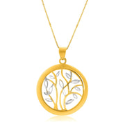 Bids.com 14k Two-Tone Gold Pendant with an Open Round Tree Design Pendants White Smoke 18 / Two-Tone Gold