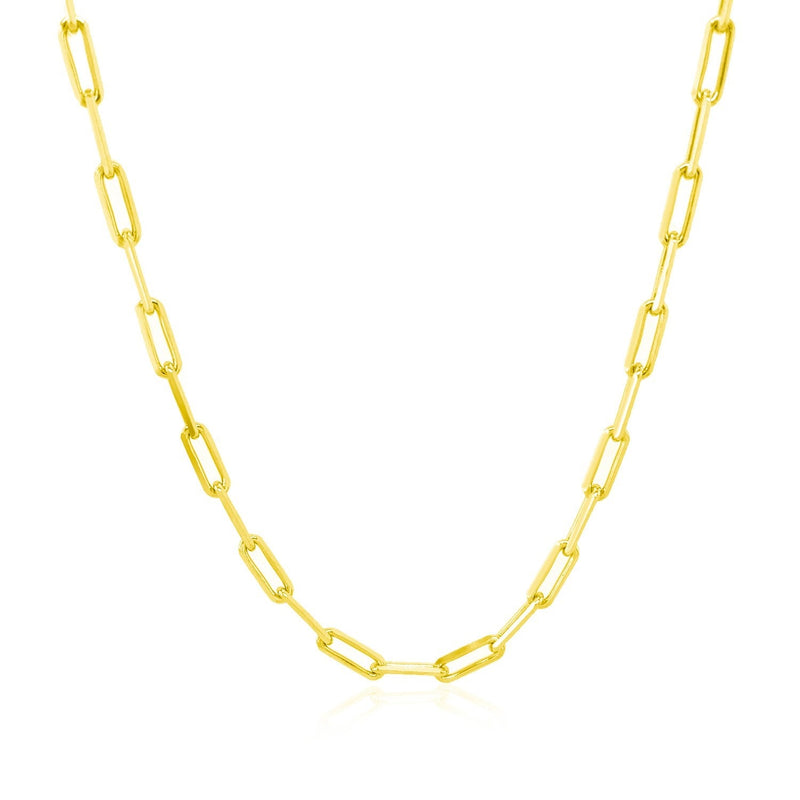 Bids.com 18K Yellow Gold Paperclip Chain (2.50 mm) Necklaces White Smoke 18 / Yellow Gold,20 / Yellow Gold,24 / Yellow Gold