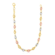 Bids.com 14k Tri Color Gold High Polish Puffed Mariner Link Chain Necklaces White Smoke 16 / Tri-Color Gold,18 / Tri-Color Gold,20 / Tri-Color Gold