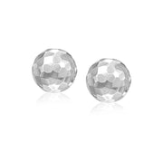 Bids.com 14k White Gold 7mm Round Faceted Style Stud Earrings Earrings White Smoke White Gold