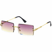 zeroUV Luxe Color Gradient Bevelled Lens Metal Rectangle Sunglasses D223 Sunglasses White Smoke Gold / Purple Yellow Fade,Gold / Orange Yellow Fade,Gold / Green Yellow Fade,Gold / Purple Blue Fade