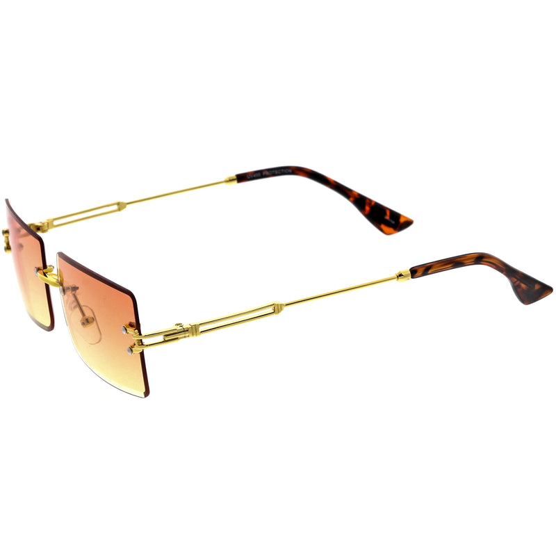 zeroUV Luxe Color Gradient Bevelled Lens Metal Rectangle Sunglasses D223 Sunglasses White Smoke Gold / Purple Yellow Fade,Gold / Orange Yellow Fade,Gold / Green Yellow Fade,Gold / Purple Blue Fade