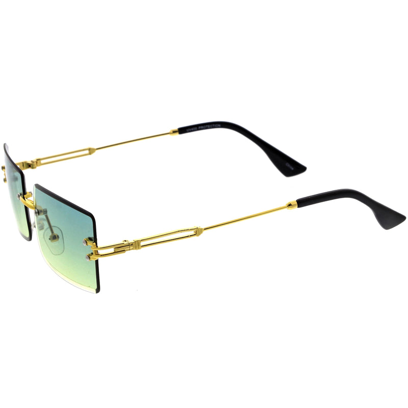 zeroUV Luxe Color Gradient Bevelled Lens Metal Rectangle Sunglasses D223 Sunglasses White Smoke Gold / Purple Yellow Fade,Gold / Orange Yellow Fade,Gold / Green Yellow Fade,Gold / Purple Blue Fade