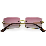 zeroUV Luxe Color Gradient Bevelled Lens Metal Rectangle Sunglasses D223 Sunglasses White Smoke Gold / Purple Blue Fade