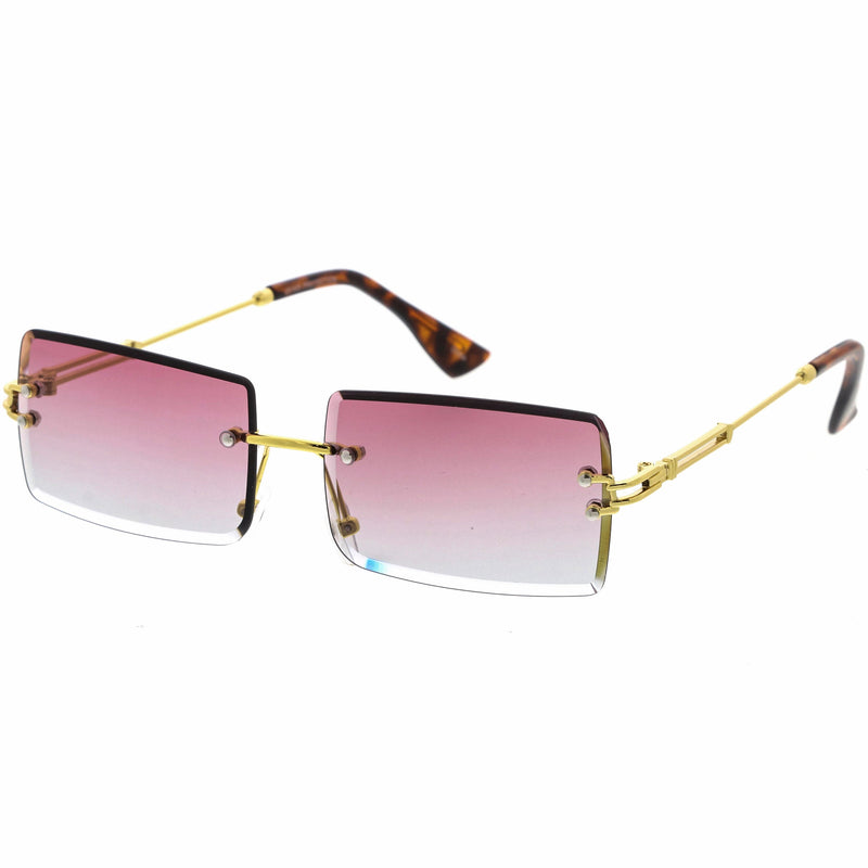 zeroUV Luxe Color Gradient Bevelled Lens Metal Rectangle Sunglasses D223 Sunglasses White Smoke Gold / Purple Yellow Fade,Gold / Orange Yellow Fade,Gold / Green Yellow Fade,Gold / Purple Blue Fade