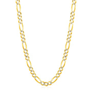 Bids.com 6.0mm 14K Yellow Gold Solid Pave Figaro Chain Necklaces White Smoke 22 / Two-Tone Gold,24 / Two-Tone Gold,26 / Two-Tone Gold