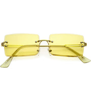 zeroUV Luxe Color Tinted Bevelled Lens Metal Rectangle Sunglasses D224 Sunglasses White Smoke Gold / Yellow
