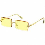 zeroUV Luxe Color Tinted Bevelled Lens Metal Rectangle Sunglasses D224 Sunglasses White Smoke Gold / Yellow,Gold / Purple,Gold / Pink,Gold / Red,Silver / Blue