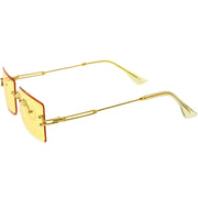 zeroUV Luxe Color Tinted Bevelled Lens Metal Rectangle Sunglasses D224 Sunglasses White Smoke Gold / Yellow,Gold / Purple,Gold / Pink,Gold / Red,Silver / Blue