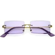 zeroUV Luxe Color Tinted Bevelled Lens Metal Rectangle Sunglasses D224 Sunglasses White Smoke Gold / Purple